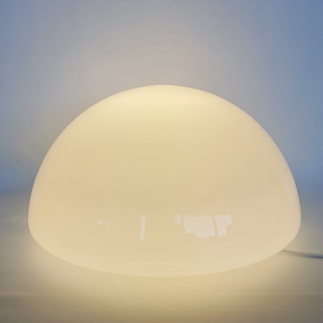 Sehr grosse halbmondformige Tischlampe Murano um 1970 Lampen Murano