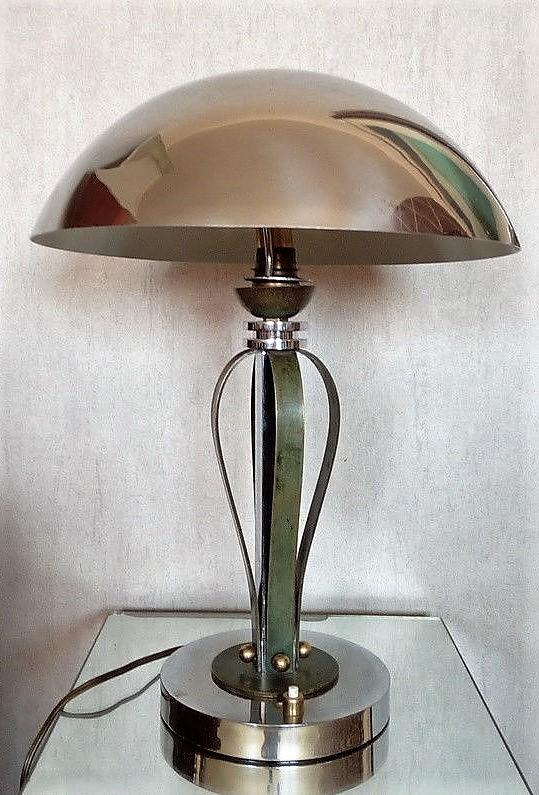 Art Déco Tischlampe, Chrom, Bronze und Nickel, Frankreich um 1930 Lampen Art Deco