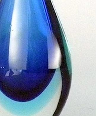 Blaue Henkelvase Sommerso Vetri d' Arte Design Flavio Poli Murano 1950-1960.