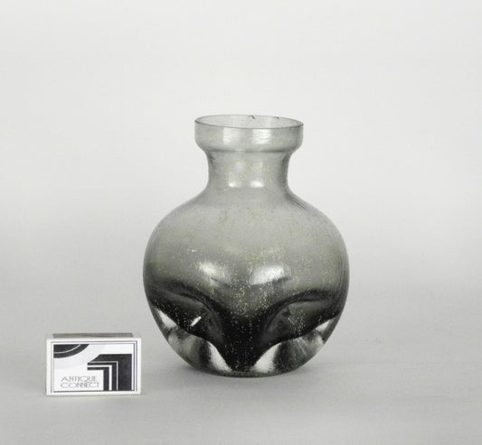 Kleine Tischvase, Rauchglas mit Aventurin Vasen Art Deco
