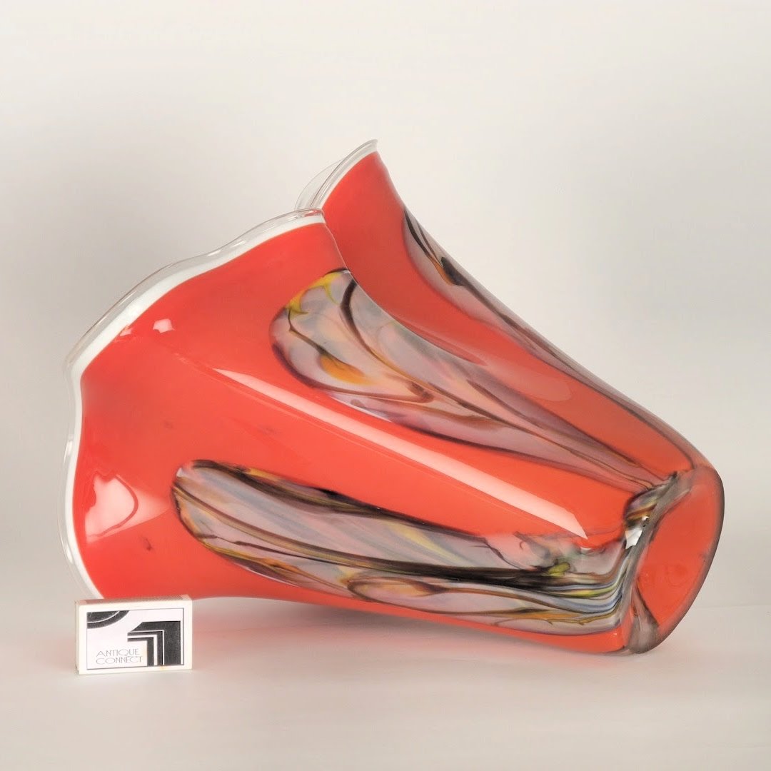 Grosse rote Fazzoletti Bodenvase.