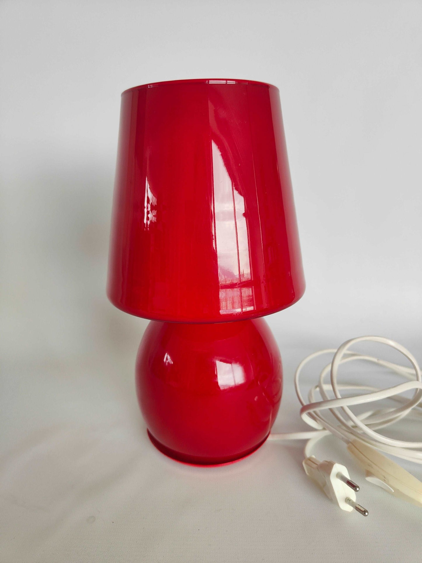 Kleine rote Tischlampe von La Luce, Murano