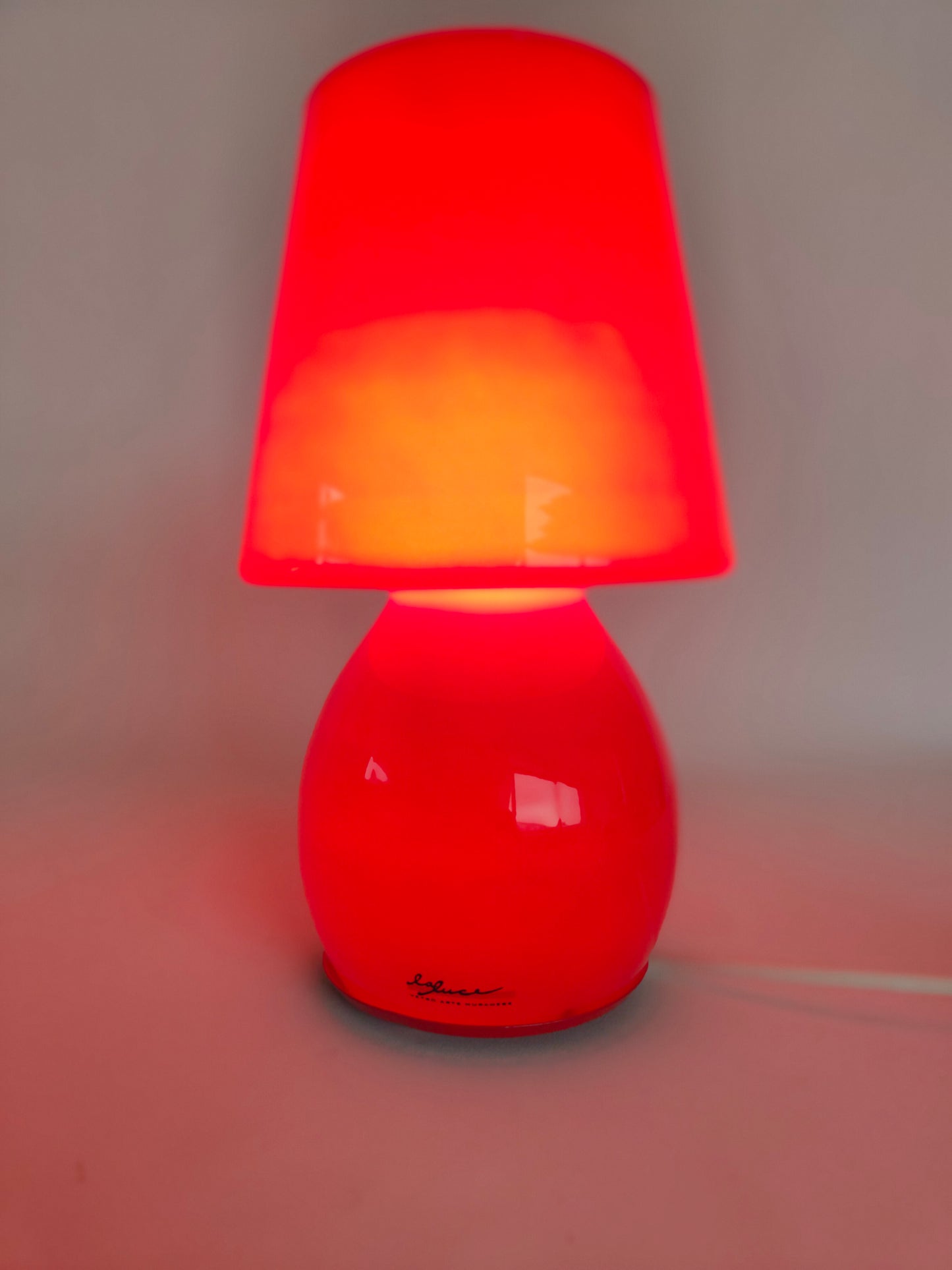 Kleine rote Tischlampe von La Luce, Murano