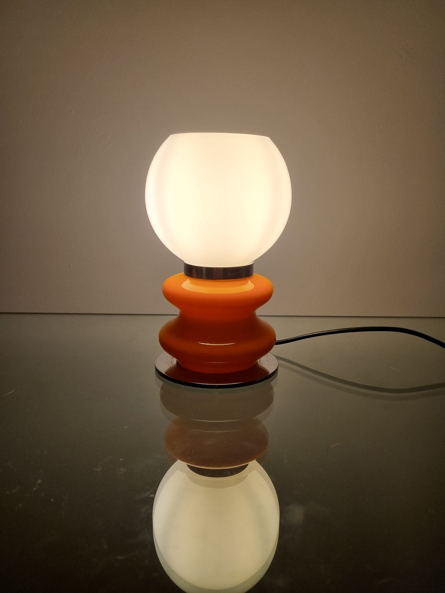 Small orange table lamp Italy around 1970