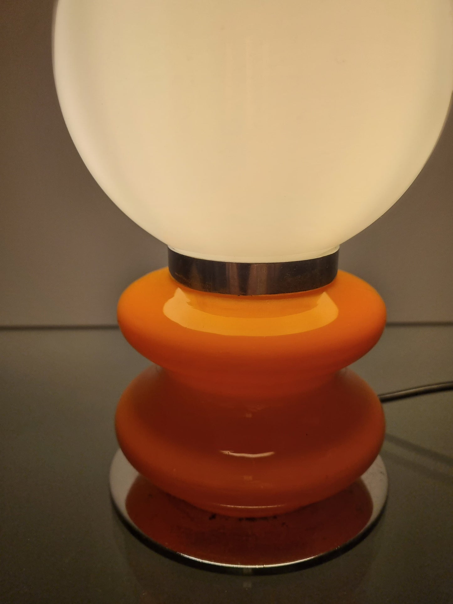 Small orange table lamp Italy around 1970