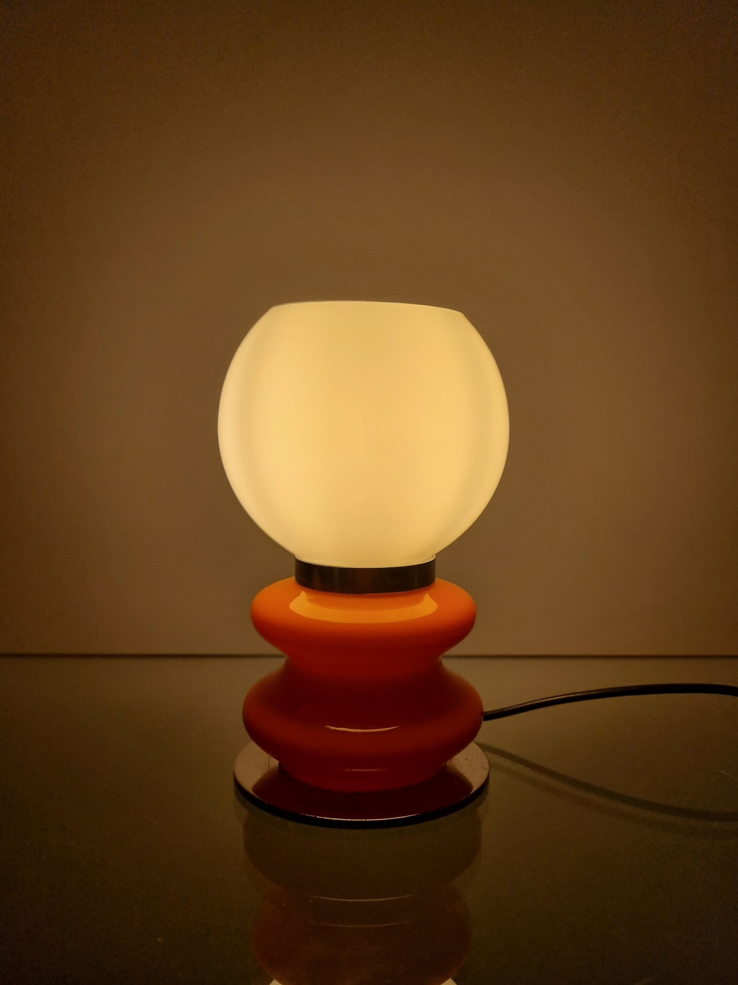 Small orange table lamp Italy around 1970