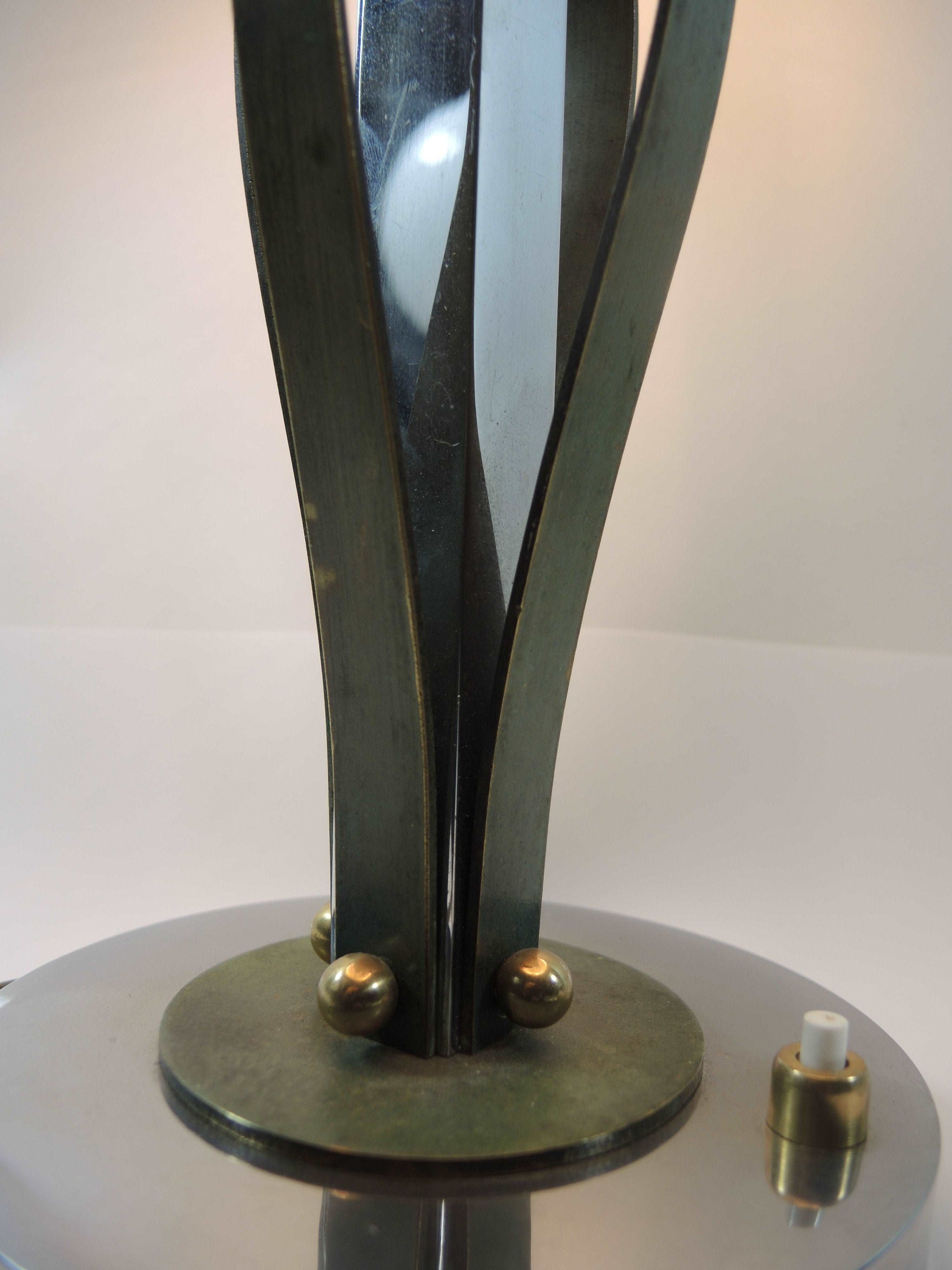 Art Déco Tischlampe, Chrom, Bronze und Nickel, Frankreich um 1930 Lampen Art Deco 