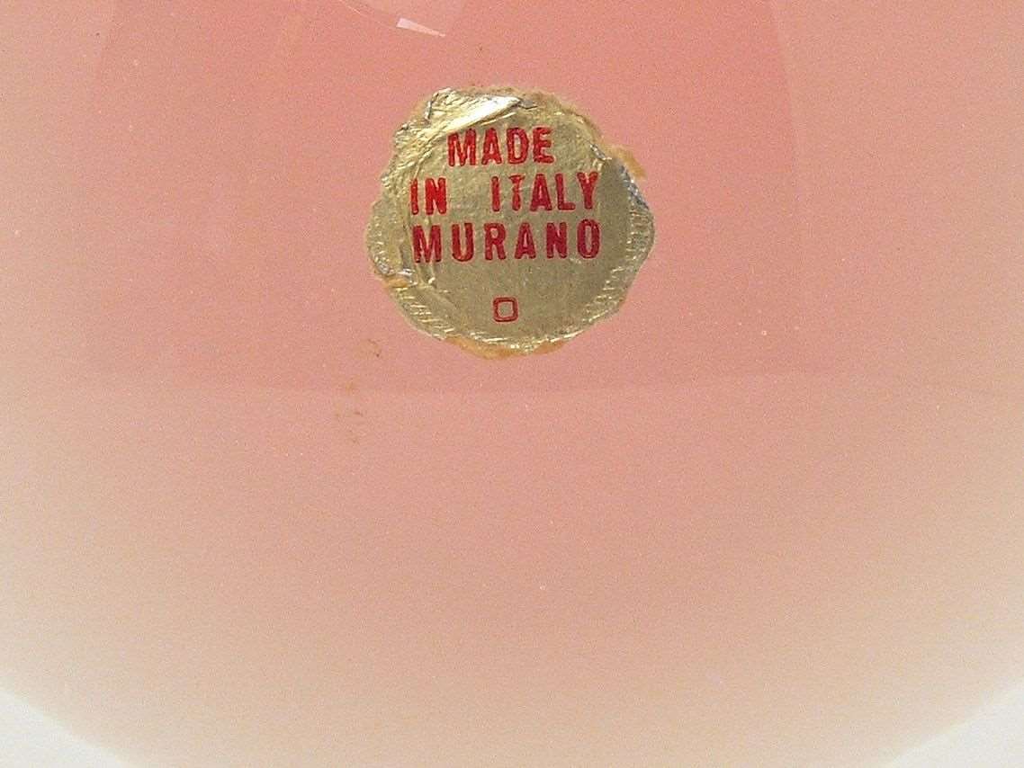 Kleine rosa Kugelvase mit Papierlabel Murano um 1960 Dekorative Gefäße Murano 