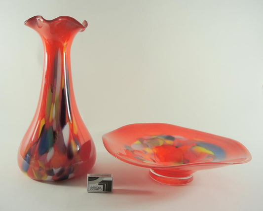Tolles Set: Bodenvase mit grosser Schale, Tschechien