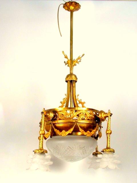 Grosse Jugendstil Deckenlampe Frankreich um 1910.
