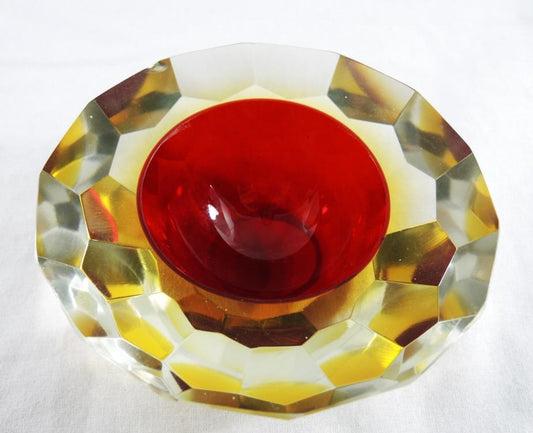 Rote Blockschale Achimede Seguso, Murano um 1960