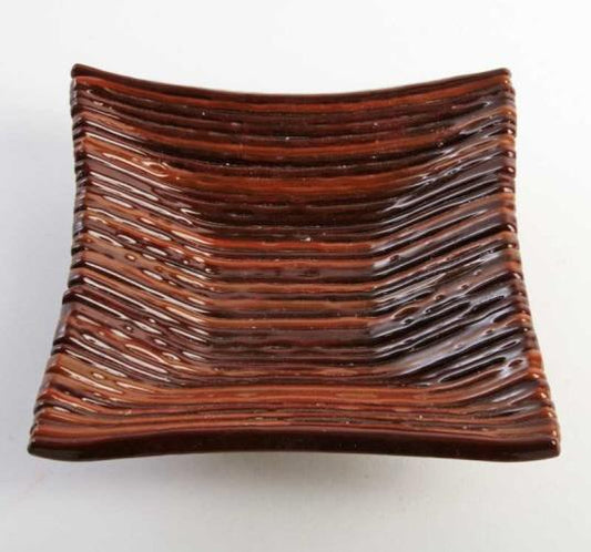 Braune Glasschale a canne Murano um 1990.