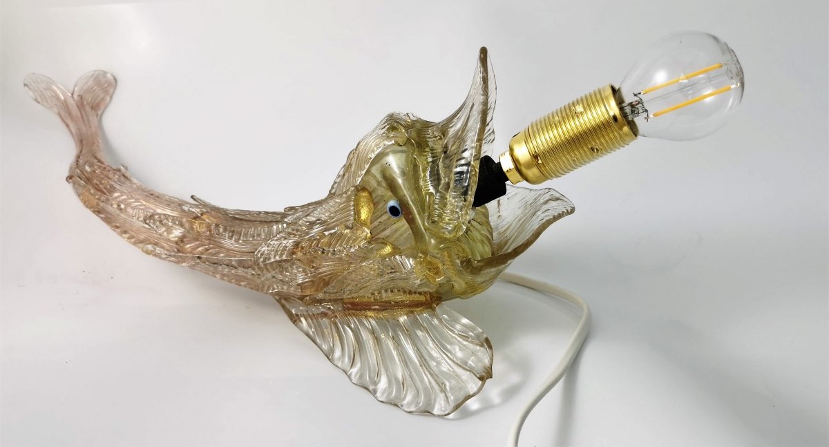 Antiker Lampenfuss Fisch Murano.