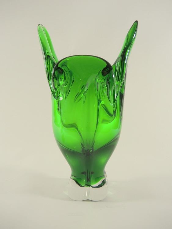 Gosse grüne Murano Vase um 1960.