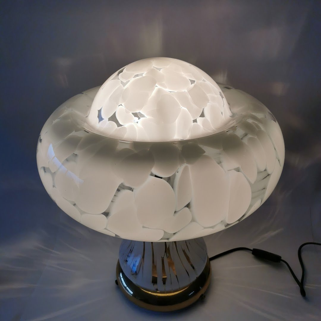 Grosse Vintage Design Tischlampe von Mazzega Murano um 1970 Lampen Murano 