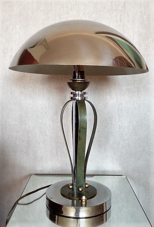 Art Déco Tischlampe, Chrom, Bronze und Nickel, Frankreich um 1930 Lampen Art Deco 