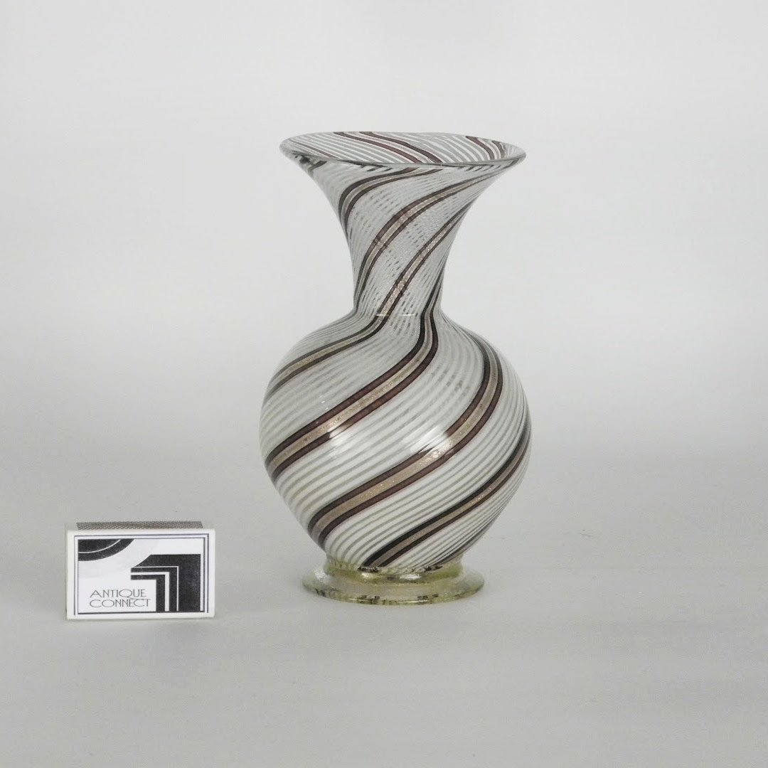 Grosse Vase Mezza Filigrano, Toso Murano um 1950.