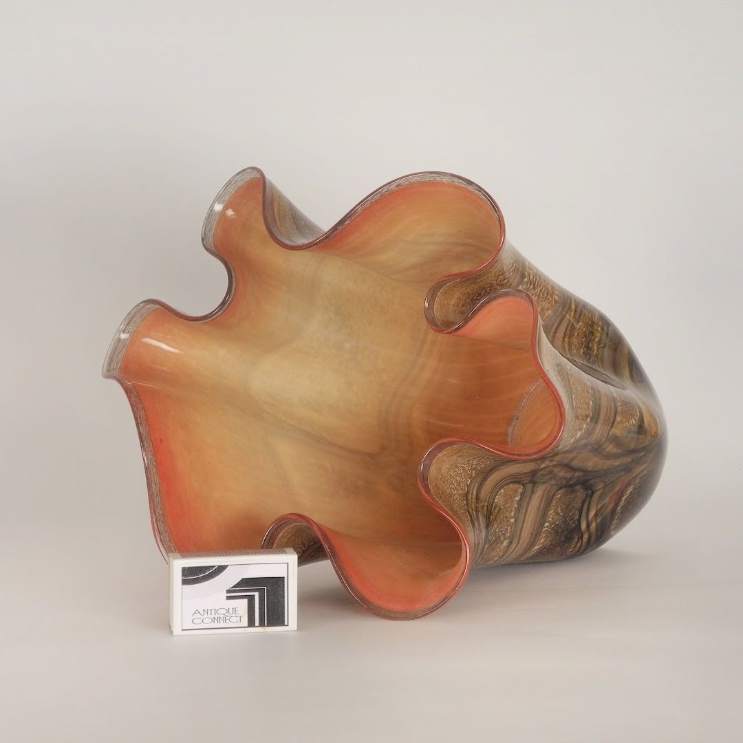 Braunorange Fazzoletti-Vase Vasen Murano-Stil 